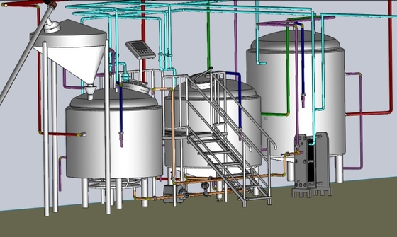 Equipo eléctrico/el mini del Microbrewery del vapor, 3 organiza el equipo de Brewpub
